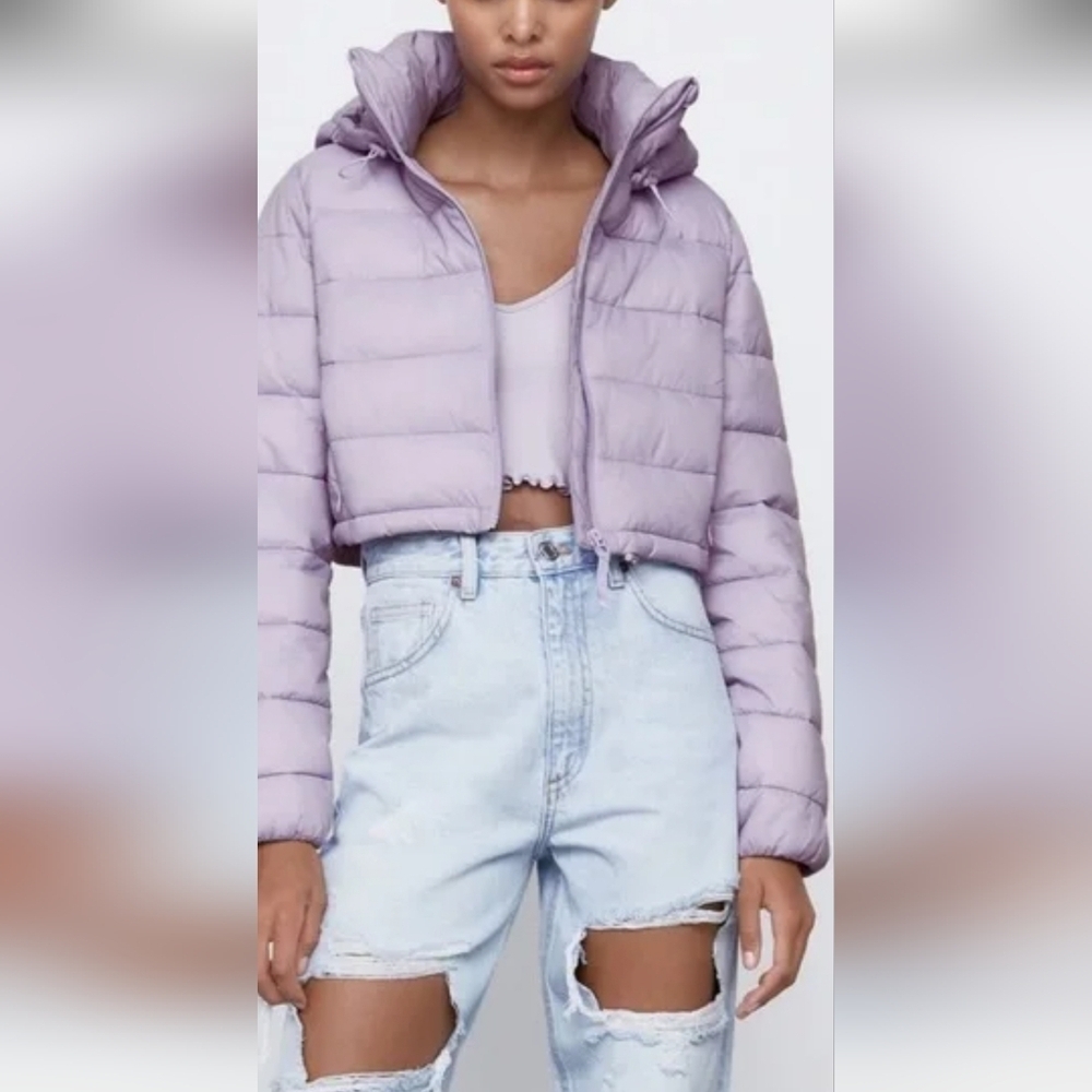 Zara Women's Lavender Puffer Jacket Size S